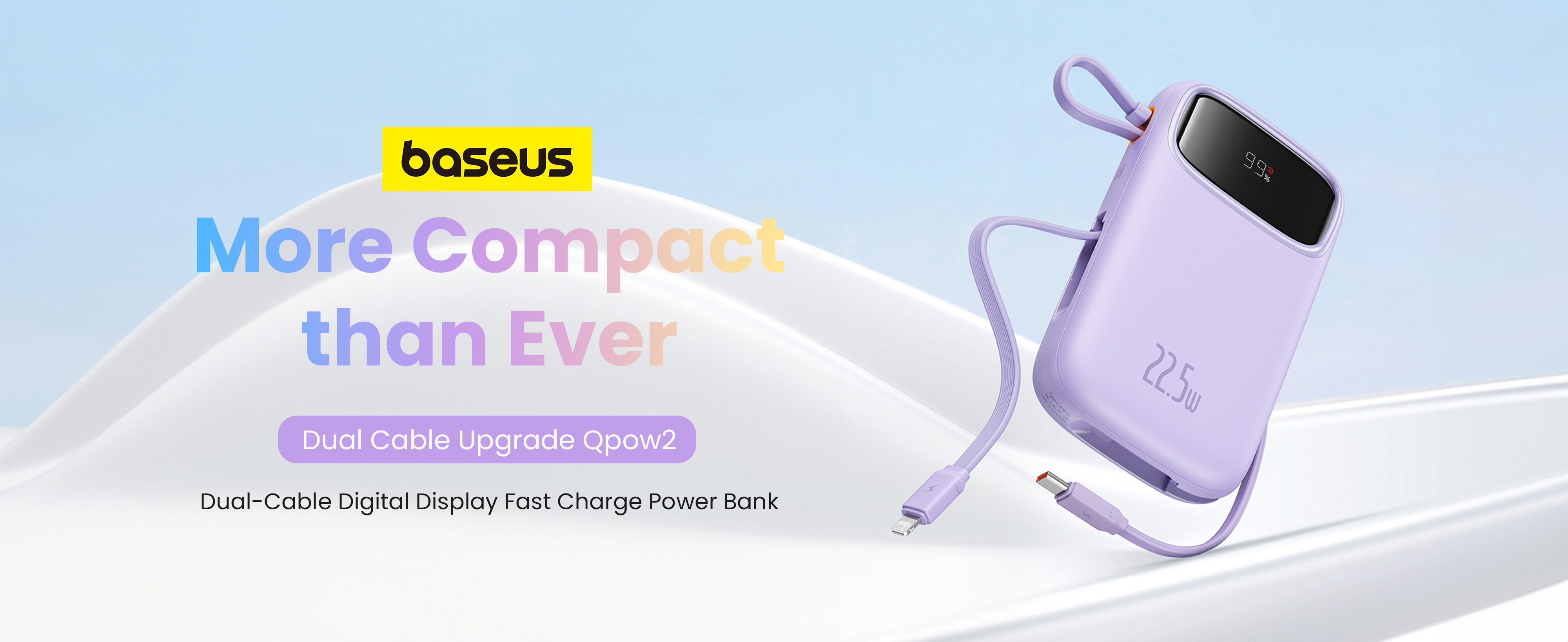 Baseus QPow2 20000mAh Digital Display Fast Charge Power Bank 22.5W With Built-in Dual-Cable Lightning And Type-C