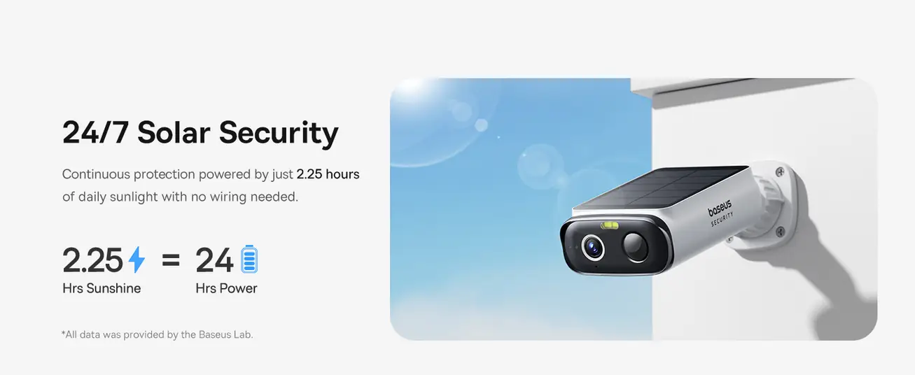 Baseus Security S1 Lite Outdoor Camera 2K – Solar, Night Vision, AI Motion, IP67, No Monthly Fee