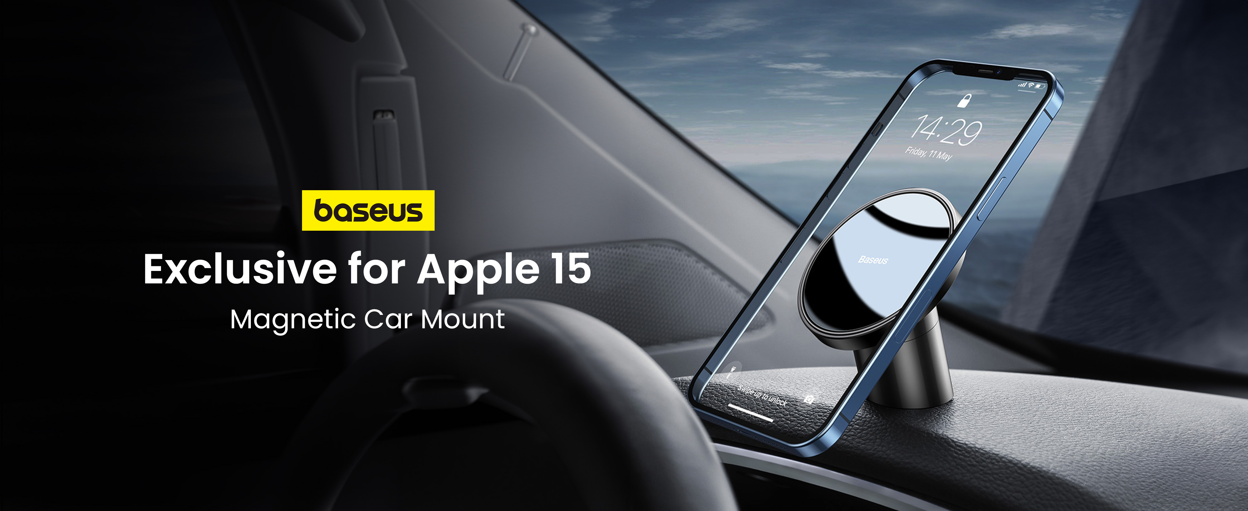 Baseus Magnetic Car Mount for Dashboards and Air Outlets (iPhone 12 and 13) - Black