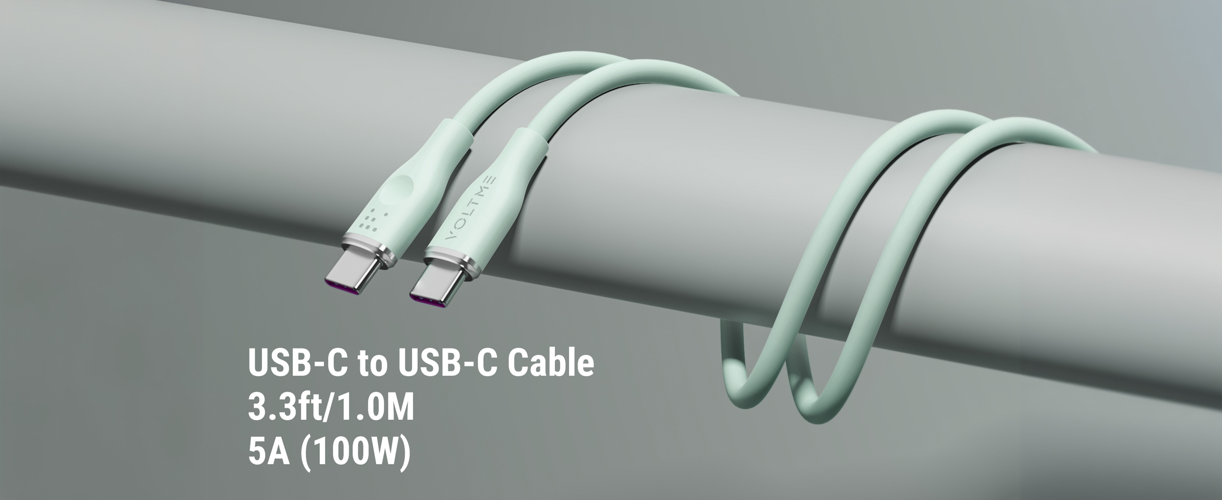 Voltme Powerlink Moss Liquid Silicon Cable Type C to Type C 5A /1M (100W) - Emarker Green