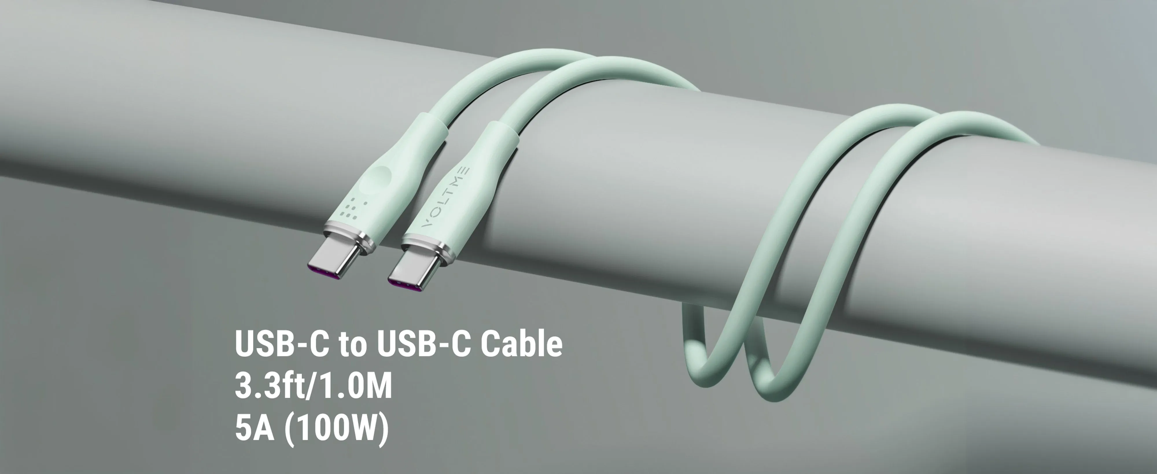 Voltme Powerlink Moss Liquid Silicon Cable Type C to Type C 5A /1M (100W) - Emarker Green