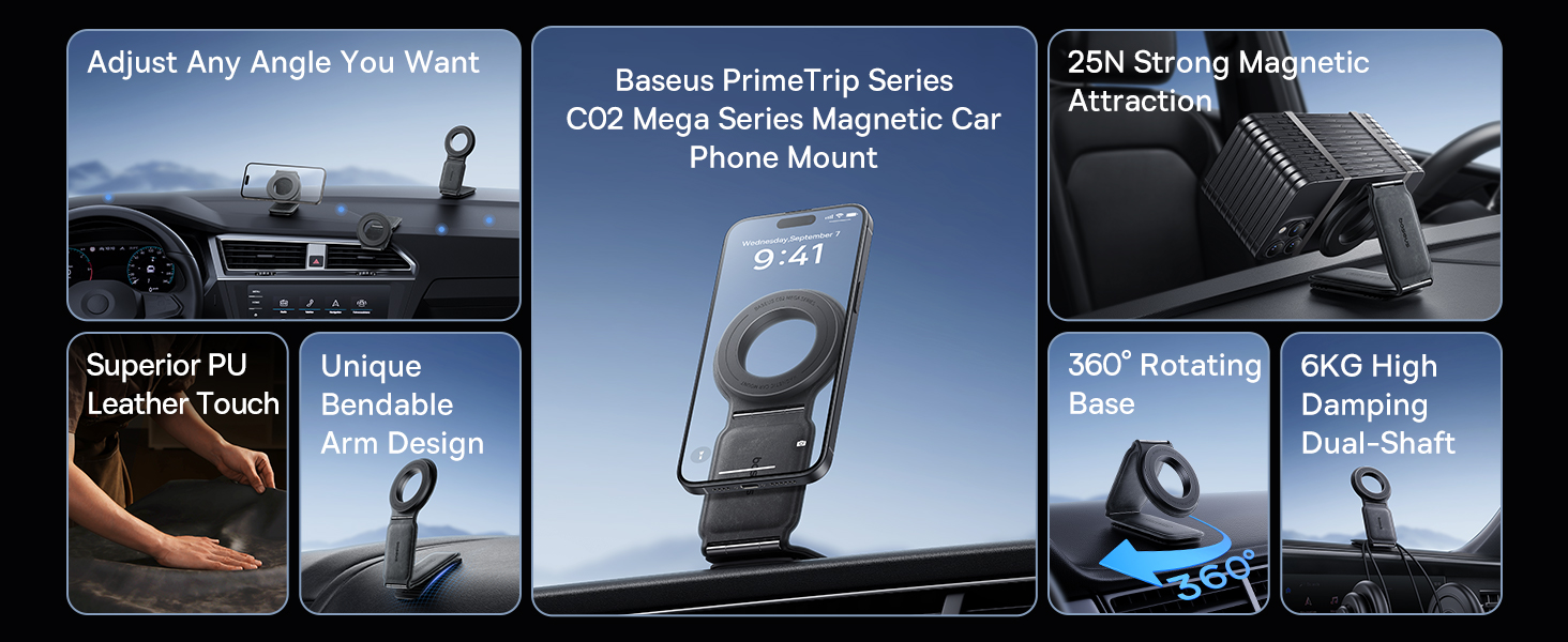 Baseus C02 Prime Magnetic Car Phone Holder – 360° Mount