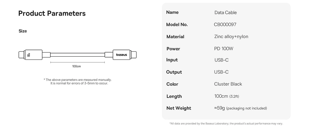 Baseus Tungsten Gold Magnetic Anti-Tangle Type-C to Type-C Cable, 100W PD Fast Charging, High-Speed Transmission, Nylon Braided, 5A, 1M - Black