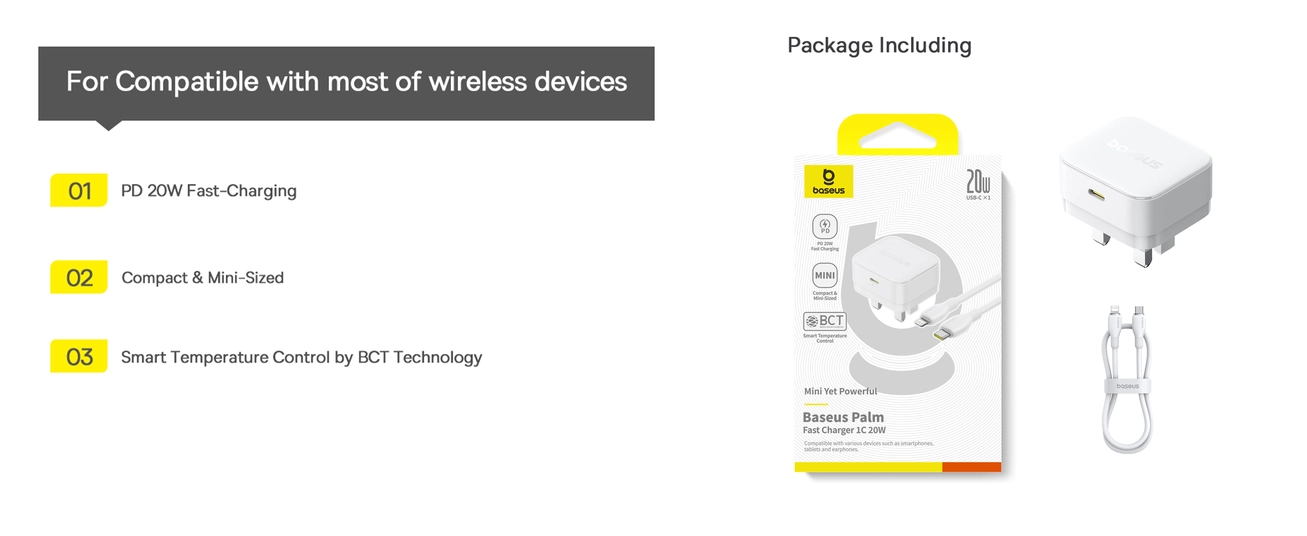 Baseus Palm 20W PD Wall Charger with 1M Type