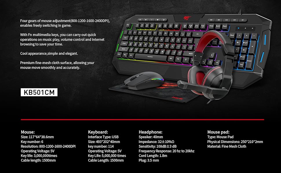 HAVIT 4‑in‑1 Gaming Combo